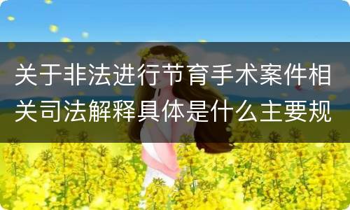 关于非法进行节育手术案件相关司法解释具体是什么主要规定