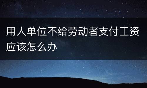 用人单位不给劳动者支付工资应该怎么办