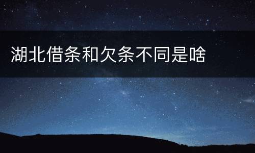 湖北借条和欠条不同是啥