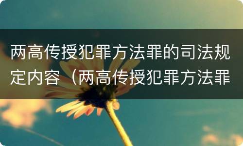 两高传授犯罪方法罪的司法规定内容（两高传授犯罪方法罪的司法规定内容是什么）