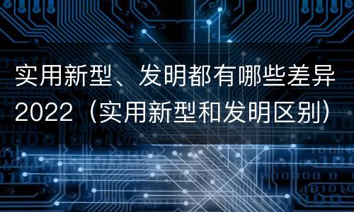 实用新型、发明都有哪些差异2022（实用新型和发明区别）