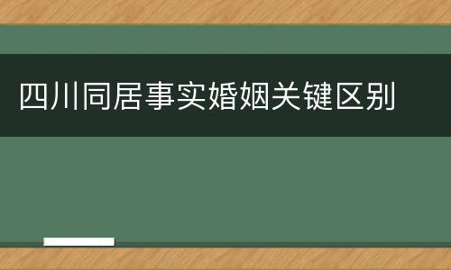 四川同居事实婚姻关键区别