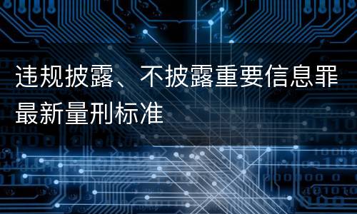 违规披露、不披露重要信息罪最新量刑标准