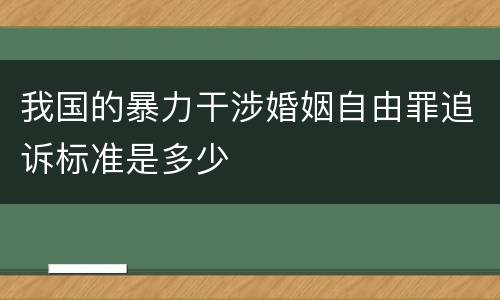 我国的暴力干涉婚姻自由罪追诉标准是多少