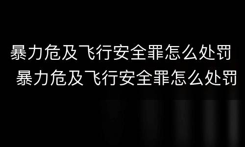 暴力危及飞行安全罪怎么处罚 暴力危及飞行安全罪怎么处罚的