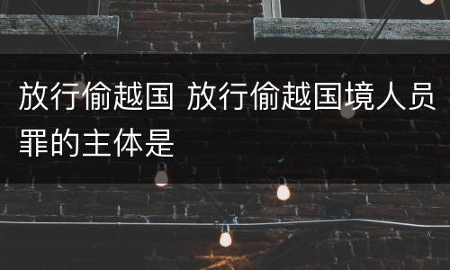 放行偷越国 放行偷越国境人员罪的主体是