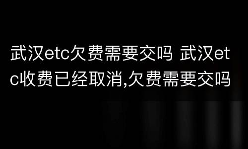 武汉etc欠费需要交吗 武汉etc收费已经取消,欠费需要交吗