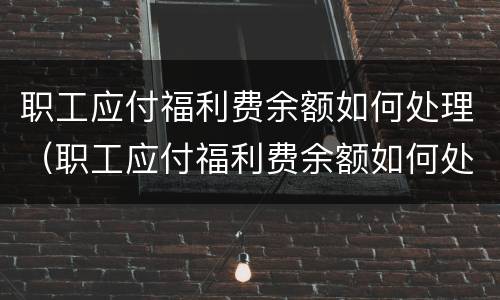 职工应付福利费余额如何处理（职工应付福利费余额如何处理好）