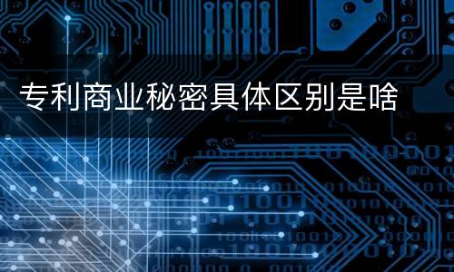 专利商业秘密具体区别是啥