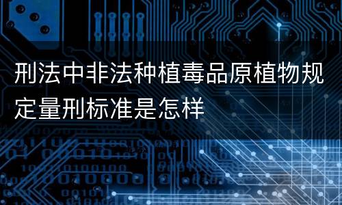 刑法中非法种植毒品原植物规定量刑标准是怎样