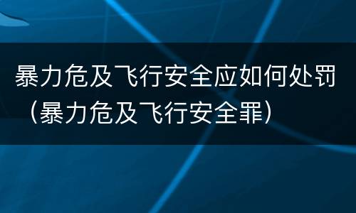 暴力危及飞行安全应如何处罚（暴力危及飞行安全罪）