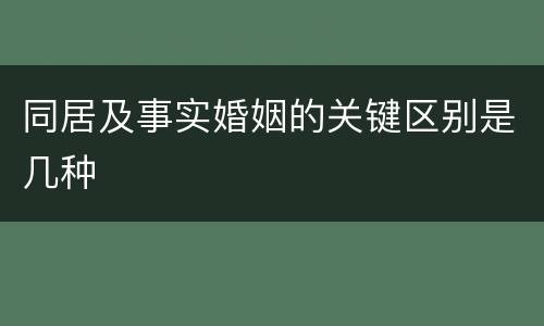 同居及事实婚姻的关键区别是几种