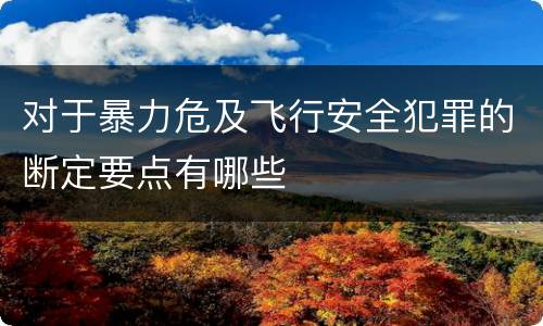 对于暴力危及飞行安全犯罪的断定要点有哪些