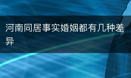 河南同居事实婚姻都有几种差异