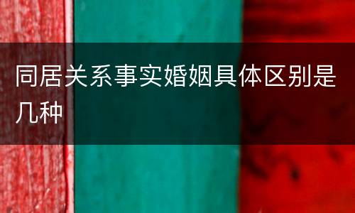 同居关系事实婚姻具体区别是几种