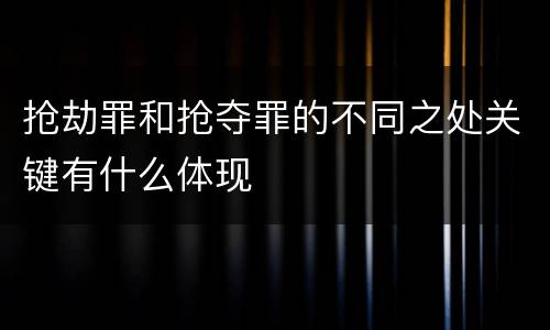 抢劫罪和抢夺罪的不同之处关键有什么体现