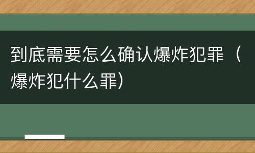 到底需要怎么确认爆炸犯罪（爆炸犯什么罪）