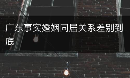 广东事实婚姻同居关系差别到底
