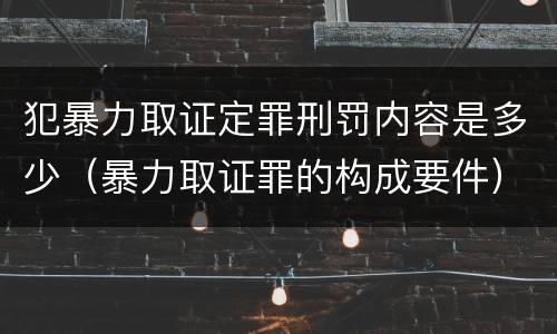 犯暴力取证定罪刑罚内容是多少（暴力取证罪的构成要件）