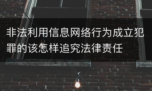 非法利用信息网络行为成立犯罪的该怎样追究法律责任