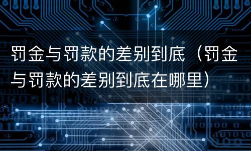 罚金与罚款的差别到底（罚金与罚款的差别到底在哪里）
