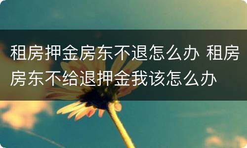 租房押金房东不退怎么办 租房房东不给退押金我该怎么办