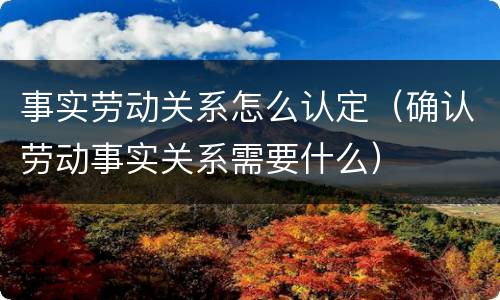 事实劳动关系怎么认定（确认劳动事实关系需要什么）