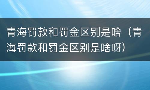 青海罚款和罚金区别是啥（青海罚款和罚金区别是啥呀）