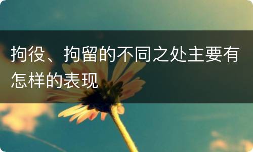 拘役、拘留的不同之处主要有怎样的表现