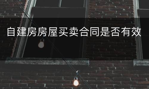 自建房房屋买卖合同是否有效