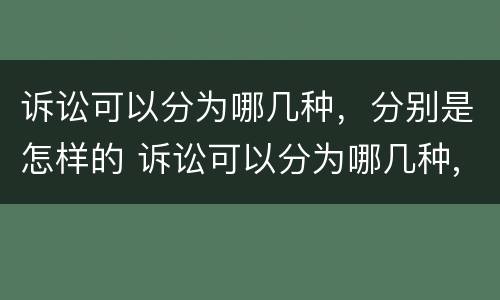 诉讼可以分为哪几种，分别是怎样的 诉讼可以分为哪几种,分别是怎样的结果