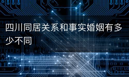 四川同居关系和事实婚姻有多少不同
