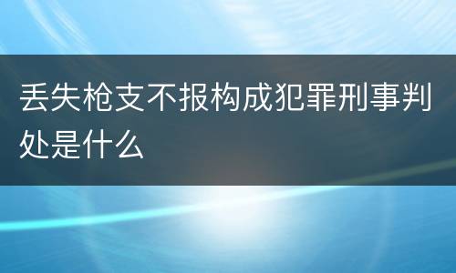 丢失枪支不报构成犯罪刑事判处是什么