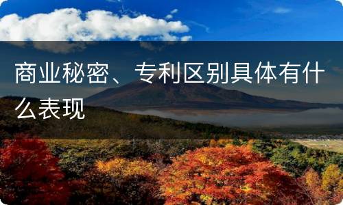 商业秘密、专利区别具体有什么表现