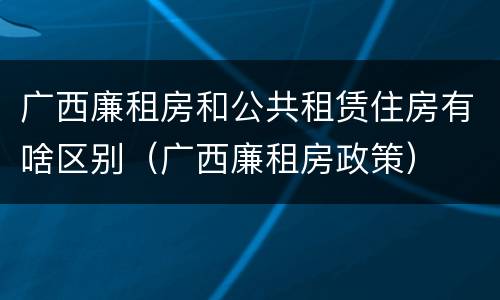 广西廉租房和公共租赁住房有啥区别（广西廉租房政策）