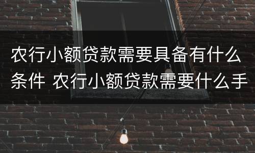农行小额贷款需要具备有什么条件 农行小额贷款需要什么手续