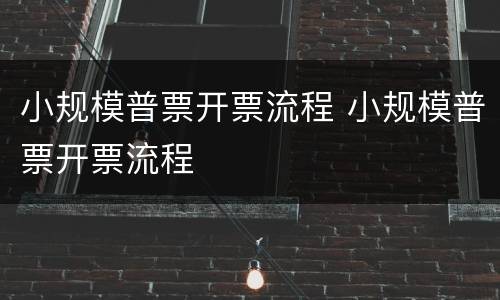 小规模普票开票流程 小规模普票开票流程