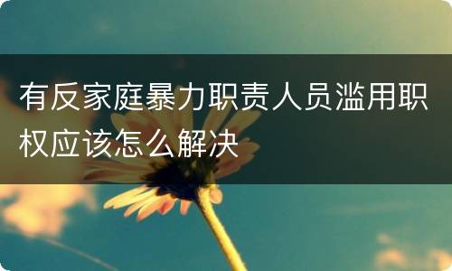 有反家庭暴力职责人员滥用职权应该怎么解决