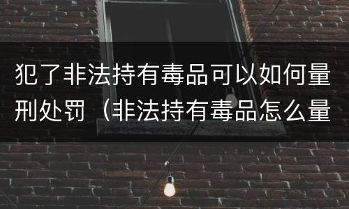犯了非法持有毒品可以如何量刑处罚（非法持有毒品怎么量刑）