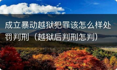 成立暴动越狱犯罪该怎么样处罚判刑（越狱后判刑怎判）