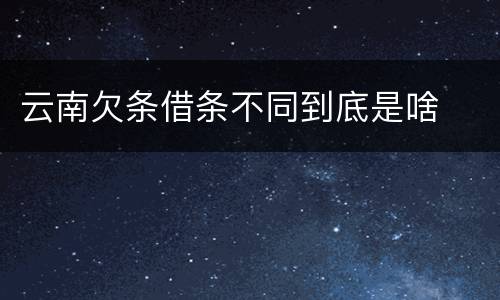 云南欠条借条不同到底是啥