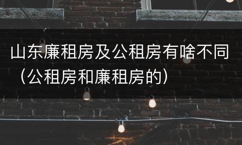 山东廉租房及公租房有啥不同(公租房和廉租房的)