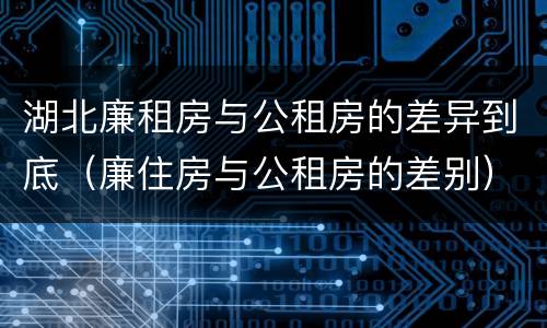 湖北廉租房与公租房的差异到底（廉住房与公租房的差别）