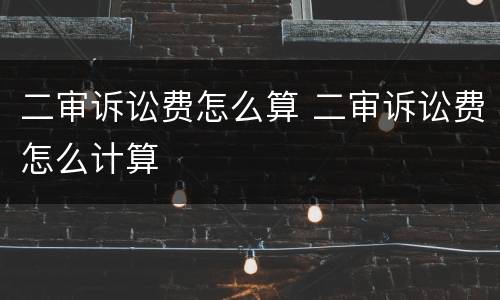 二审诉讼费怎么算 二审诉讼费怎么计算