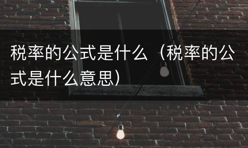 税率的公式是什么（税率的公式是什么意思）