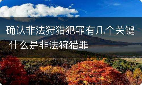 确认非法狩猎犯罪有几个关键 什么是非法狩猎罪