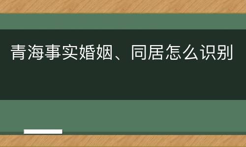 青海事实婚姻、同居怎么识别
