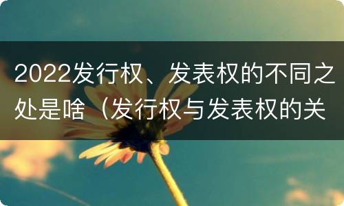 2022发行权、发表权的不同之处是啥（发行权与发表权的关系）
