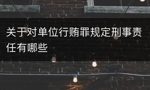 关于对单位行贿罪规定刑事责任有哪些