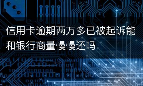 信用卡逾期两万多已被起诉能和银行商量慢慢还吗